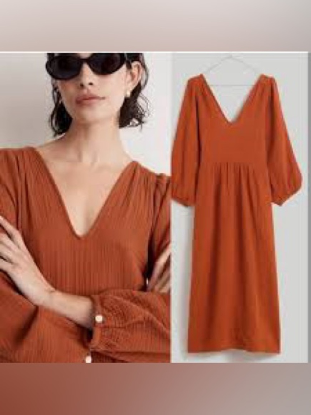 Madewell Lightspun Gauzy Cotton Burnt Orange Midi Dress coastal scandi tween